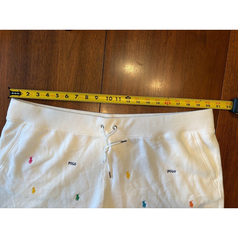 POLO Ralph Lauren Shorts Womens XXL Sweat White All Over Logo Drawstring NWT $89 - Picture 5 of 11